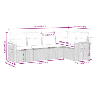 6-Delige Loungeset Met Kussens Poly Rattan