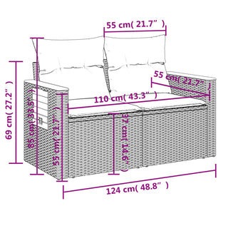 6-Delige Loungeset Met Kussens Poly Rattan