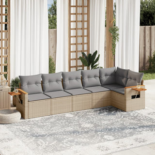 6-Delige Loungeset Met Kussens Poly Rattan