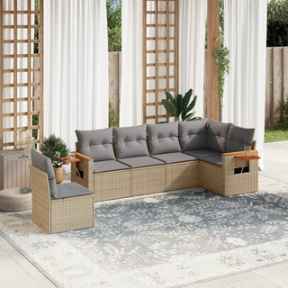 6-Delige Loungeset Met Kussens Poly Rattan