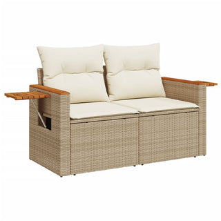 8-Delige Loungeset Met Kussens Poly Rattan Beige