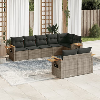 8-Delige Loungeset Met Kussens Poly Rattan Beige