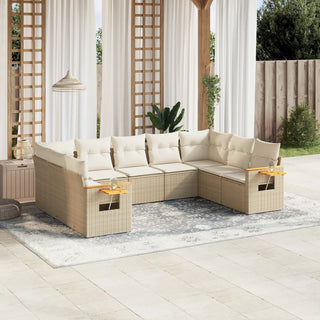 9-Delige Loungeset Met Kussens Poly Rattan