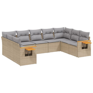 9-Delige Loungeset Met Kussens Poly Rattan