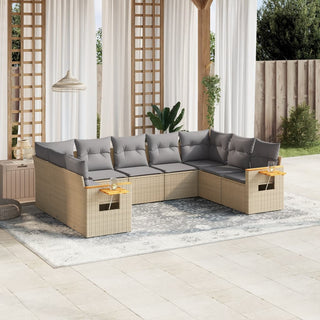 9-Delige Loungeset Met Kussens Poly Rattan