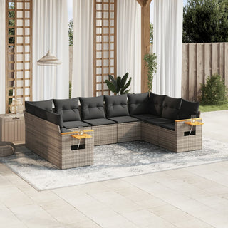 9-Delige Loungeset Met Kussens Poly Rattan