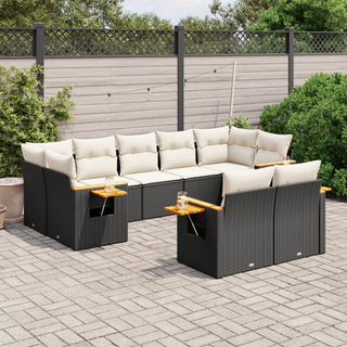 9-Delige Loungeset Met Kussens Poly Rattan