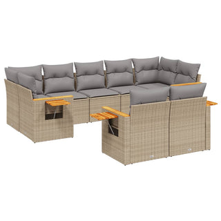 9-Delige Loungeset Met Kussens Poly Rattan