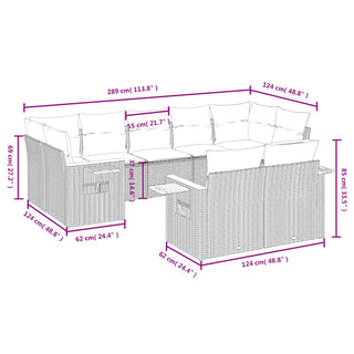 9-Delige Loungeset Met Kussens Poly Rattan