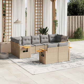 9-Delige Loungeset Met Kussens Poly Rattan