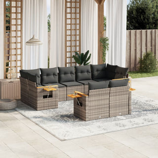 9-Delige Loungeset Met Kussens Poly Rattan