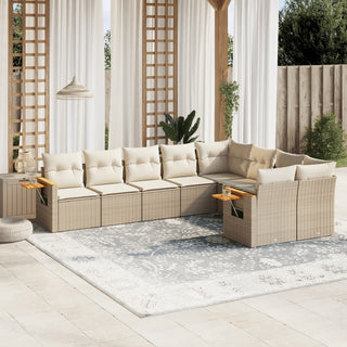 9-Delige Loungeset Met Kussens Poly Rattan