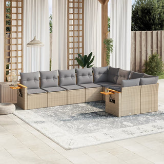 9-Delige Loungeset Met Kussens Poly Rattan