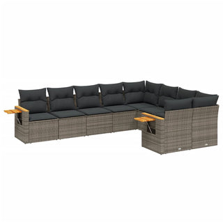 9-Delige Loungeset Met Kussens Poly Rattan