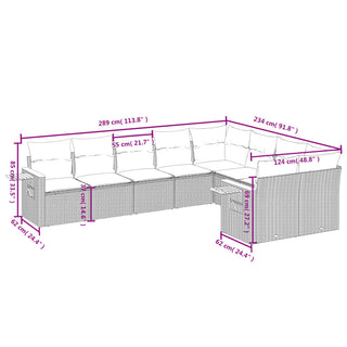 9-Delige Loungeset Met Kussens Poly Rattan