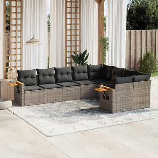 9-Delige Loungeset Met Kussens Poly Rattan