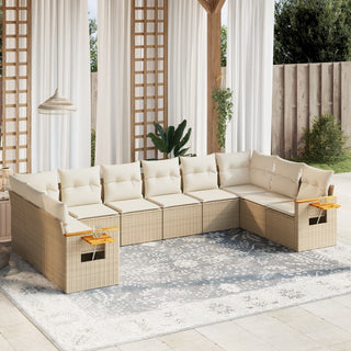 10-Delige Loungeset Met Kussens Poly Rattan