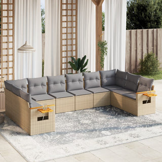 10-Delige Loungeset Met Kussens Poly Rattan