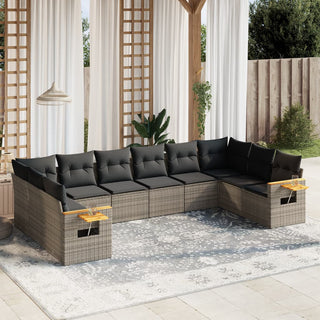 10-Delige Loungeset Met Kussens Poly Rattan