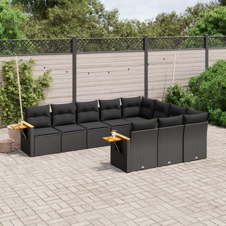 10-Delige Loungeset Met Kussens Poly Rattan Beige