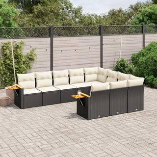 10-Delige Loungeset Met Kussens Poly Rattan Beige