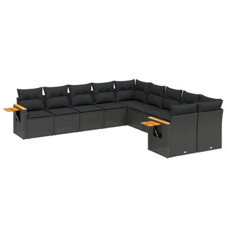 10-Delige Loungeset Met Kussens Poly Rattan