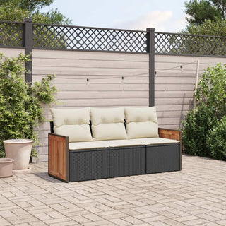 3-Delige Loungeset Met Kussens Poly Rattan Beige