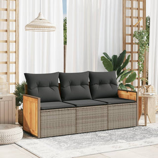 3-Delige Loungeset Met Kussens Poly Rattan Beige