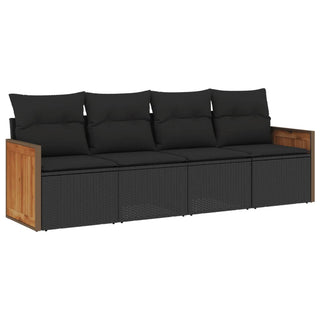 4-Delige Loungeset Met Kussens Poly Rattan