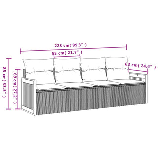 4-Delige Loungeset Met Kussens Poly Rattan