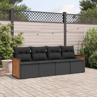 4-Delige Loungeset Met Kussens Poly Rattan