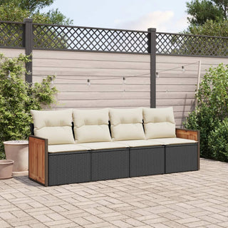 4-Delige Loungeset Met Kussens Poly Rattan