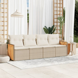 4-Delige Loungeset Met Kussens Poly Rattan