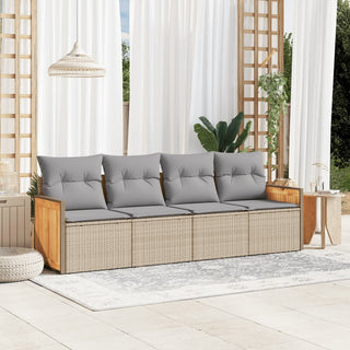 4-Delige Loungeset Met Kussens Poly Rattan