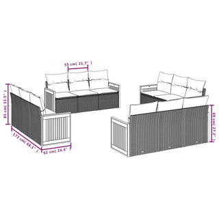 12-Delige Loungeset Met Kussens Poly Rattan