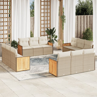 12-Delige Loungeset Met Kussens Poly Rattan