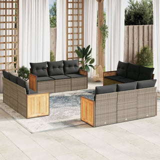 12-Delige Loungeset Met Kussens Poly Rattan