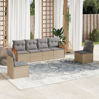 6-Delige Loungeset Met Kussens Poly Rattan