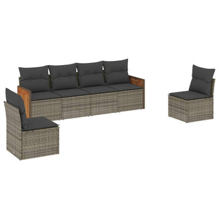 6-Delige Loungeset Met Kussens Poly Rattan