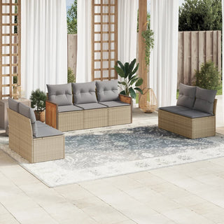 7-Delige Loungeset Met Kussens Poly Rattan