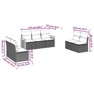 7-Delige Loungeset Met Kussens Poly Rattan