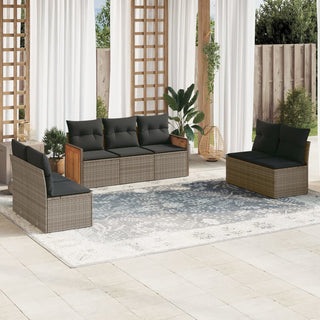 7-Delige Loungeset Met Kussens Poly Rattan