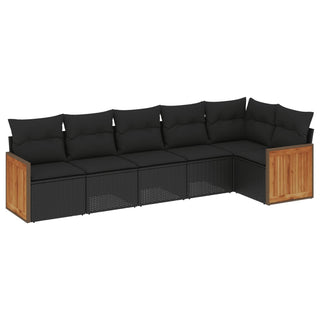 6-Delige Loungeset Met Kussens Poly Rattan