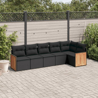 6-Delige Loungeset Met Kussens Poly Rattan