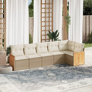 6-Delige Loungeset Met Kussens Poly Rattan