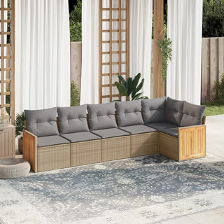 6-Delige Loungeset Met Kussens Poly Rattan