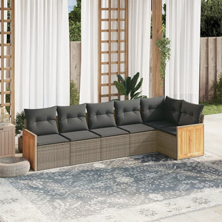 6-Delige Loungeset Met Kussens Poly Rattan