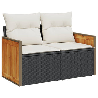 7-Delige Loungeset Met Kussens Poly Rattan Zwart