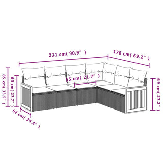 6-Delige Loungeset Met Kussens Poly Rattan