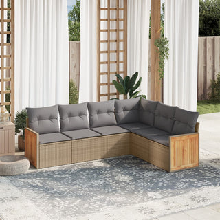 6-Delige Loungeset Met Kussens Poly Rattan